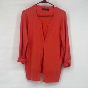 Lyn women coral orange rayon blend soft cardigan